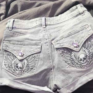 y2k emo goth alt skull shorts warning some purple stains around but nothing Bad